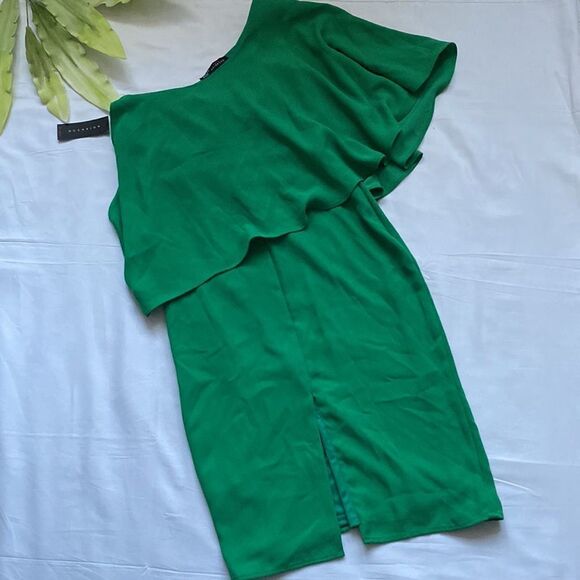 ⭐️NWT occasion by dex ruffled asymmetrical sheath dress⭐️ - Picture 6 of 8